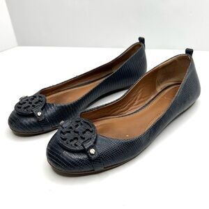 Tory Burch Mini Miller Navy Blue Ballet Flats Size 6.5